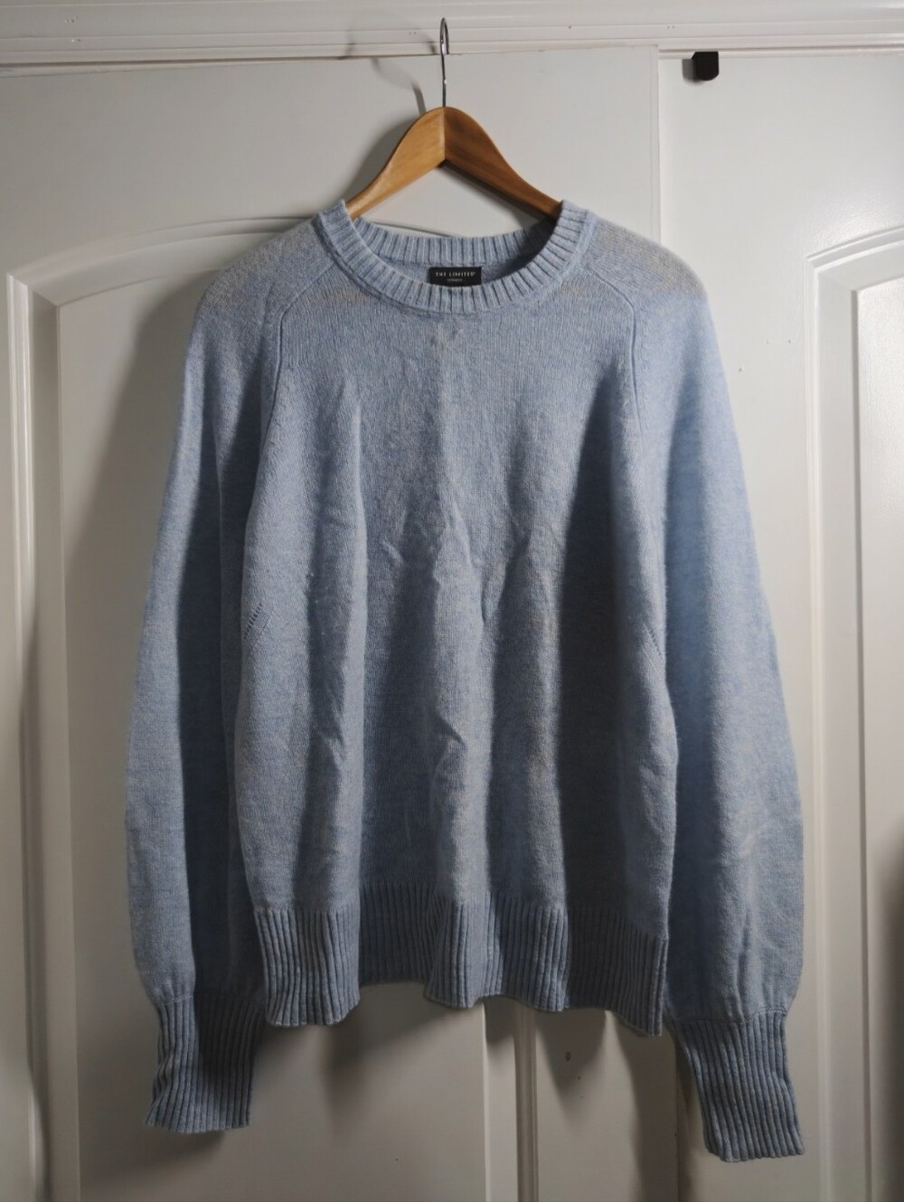 The Limited 100% Cashmere Light Blue Crewneck Raglan Knit Sweater XL